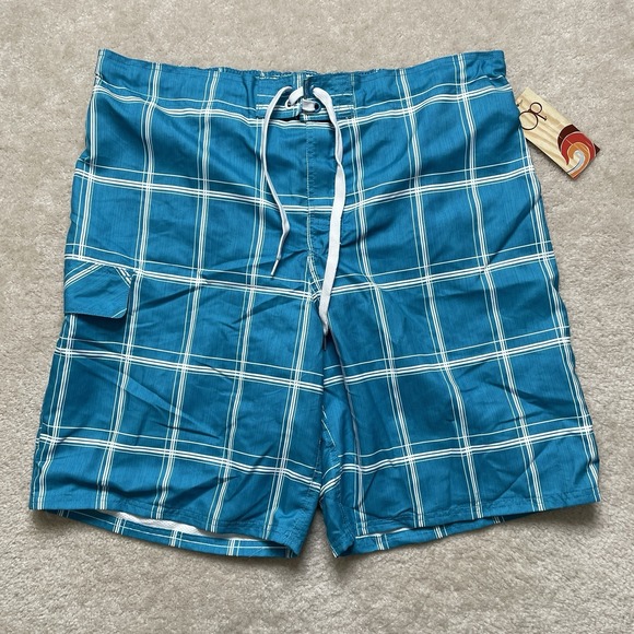 OP Other - OP Plaid Board Shorts Blue Swim Shorts Mens XL NWT
